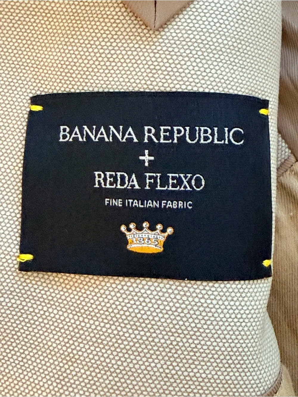 Banana Republic Reda Flexo Italian Hopsack Suit Jacket 40S Slim Fit Tan Wool